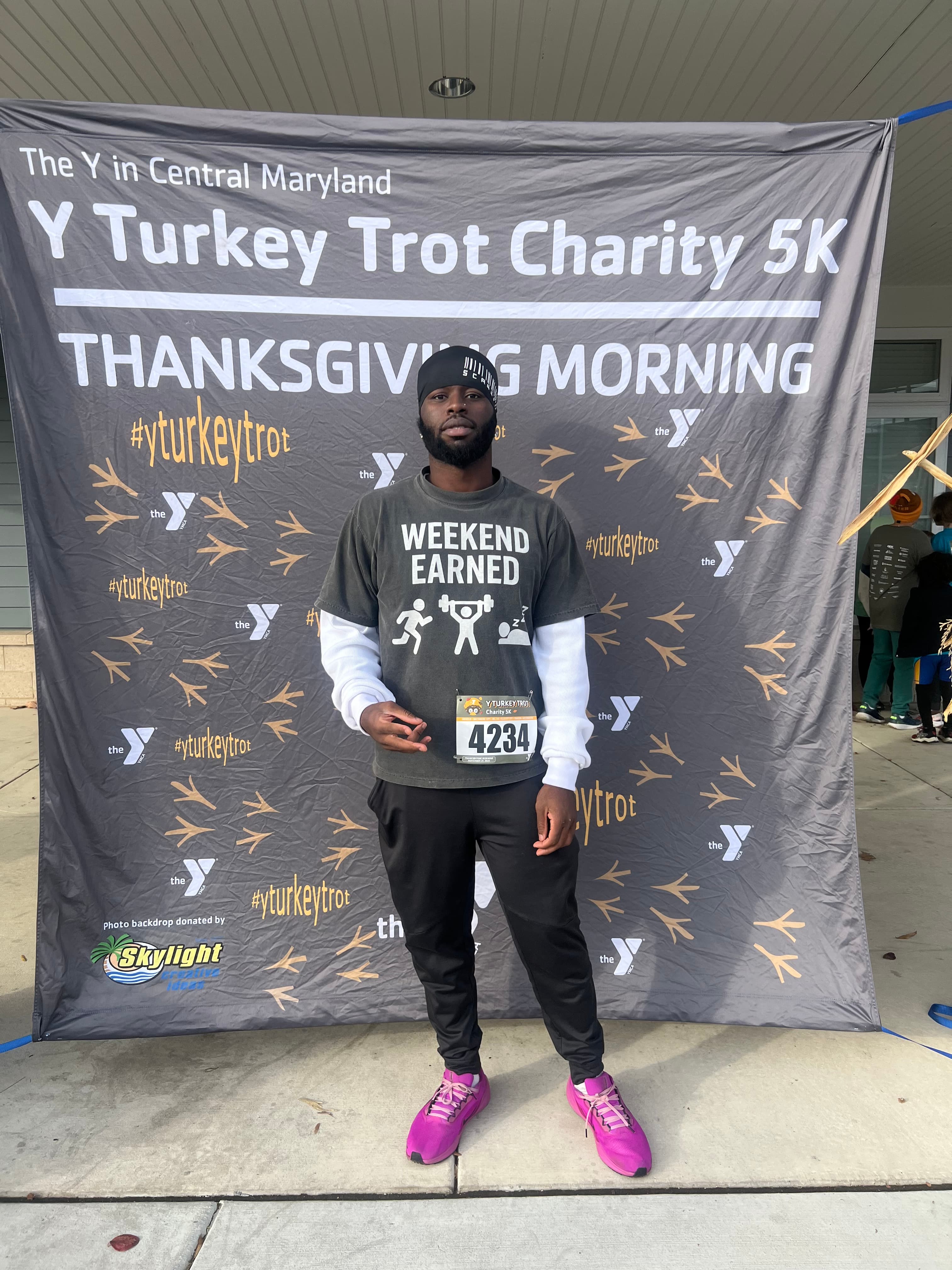 Customer wearing Weekend Earned gear